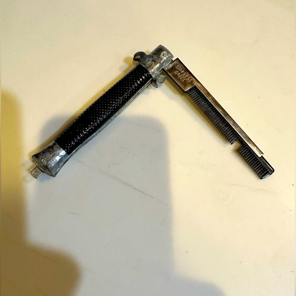 VTG SWITCHBLADE COMB FLAWED BLACK SILVER 5” to 9” STAINLESS HAIR GROOM KNIFE - Picture 7 of 8